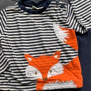 12-18 months boy Jojo Maman fox long sleeve shirt top fall winter spring